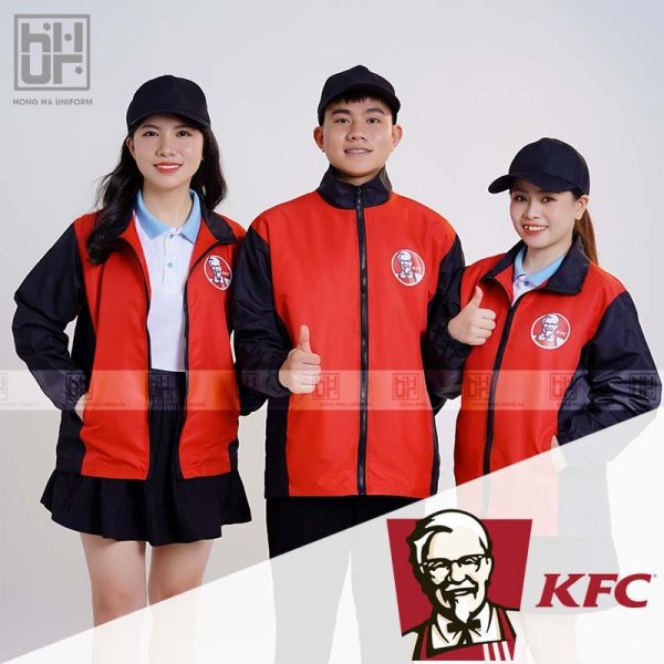 Áo Khoác Đồng Phục KFC Màu Đỏ Phối Đen