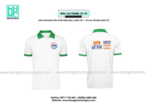 Đồng phục công ty màu trắng phối xanh lá cây - Bệnh viện Nhi Thái Bình