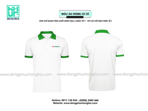 Đồng phục công ty màu trắng phối xanh lá cây - FE CREDIT
