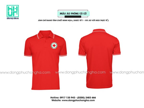 Đồng phục công ty màu đỏ viền trắng - Hội Chữ Thập Đỏ