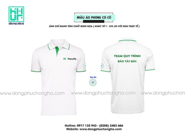 Đồng phục công ty màu trắng phối viền xanh cốm - Manulife