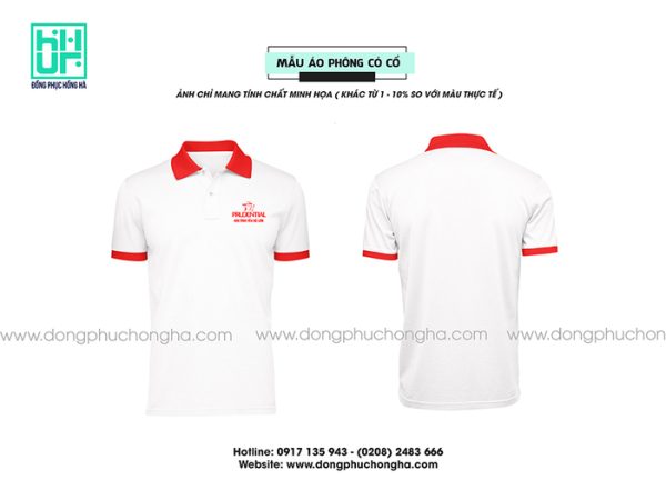 Đồng phục công ty màu trắng phối đỏ - Prudential