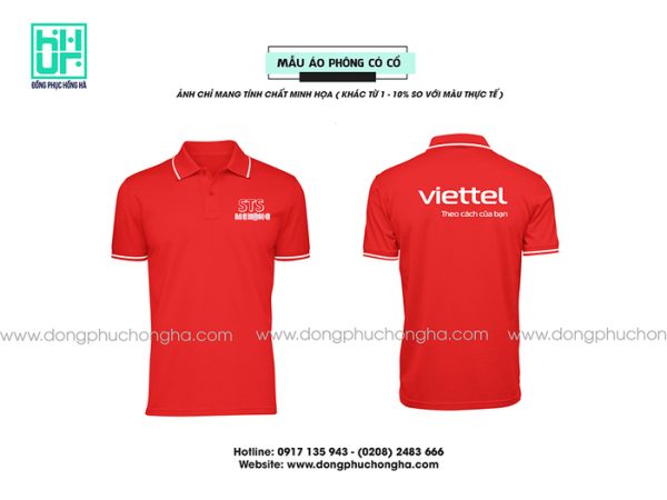 Đồng phục công ty màu đỏ viền trắng - Viettel