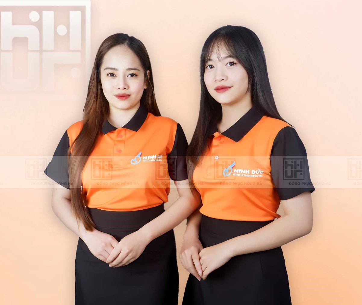 Đồng Phục Polo Cam Phối Đen