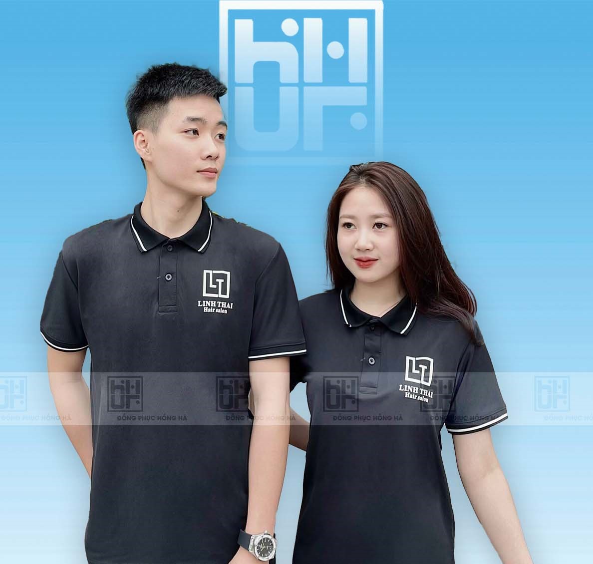 Đồng Phục Polo Đen Viền Trắng