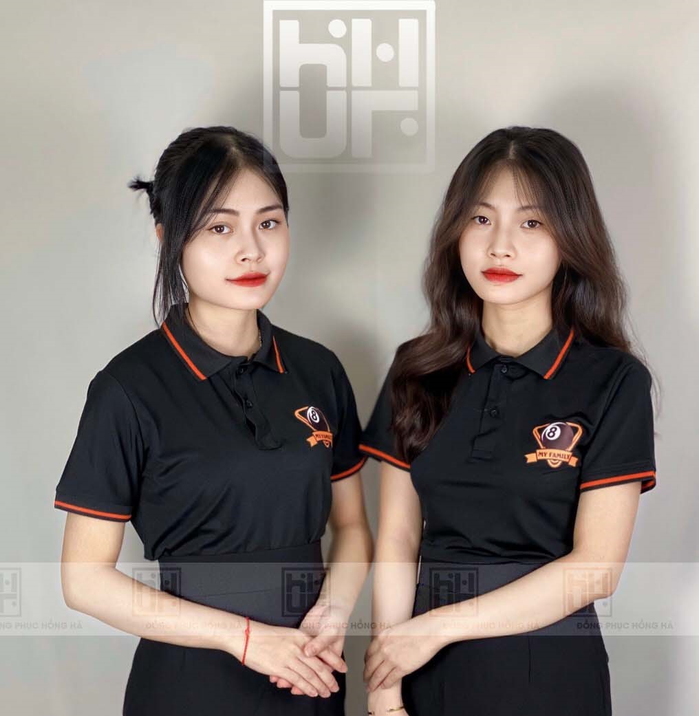 Đồng Phục Polo Đen Phối Viền Cam