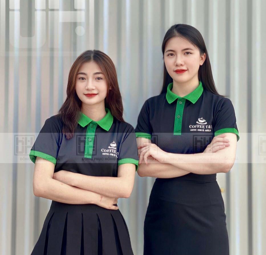 Đồng Phục Polo Màu Đen Phối Xanh