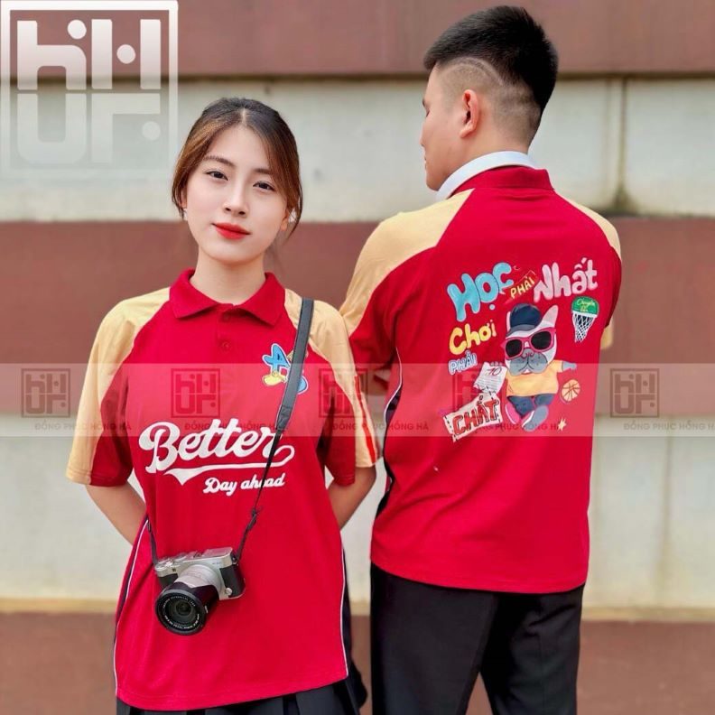 Áo Đồng Phục Lớp Màu Đỏ Phối Vàng