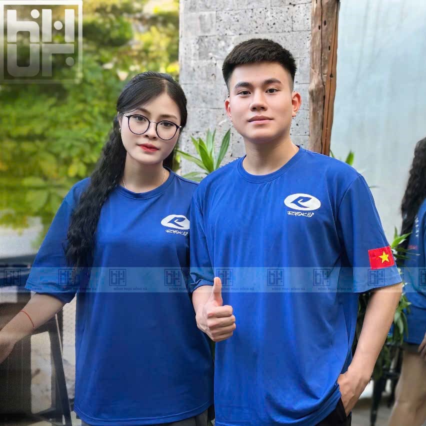 Áo thun đồng phục màu xanh dương Đồng Phục Hồng Hà