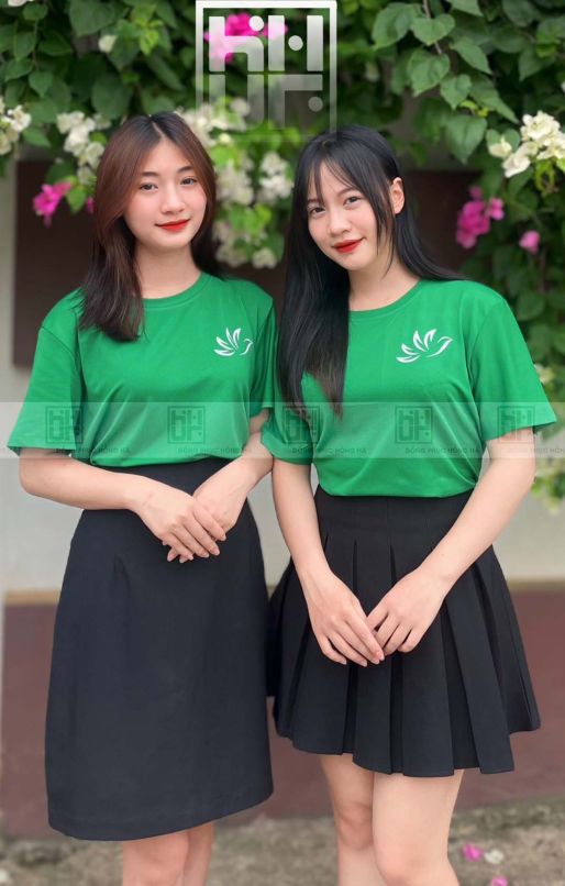 Áo thun đồng phục công ty màu xanh lá cao cấp