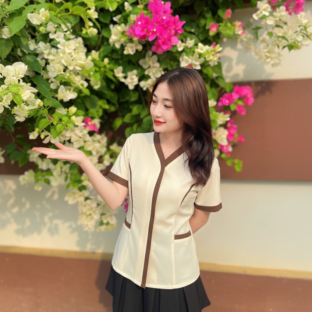 Đồng phục nhân viên phục vụ nhà hàng gọn gàng, lịch sự