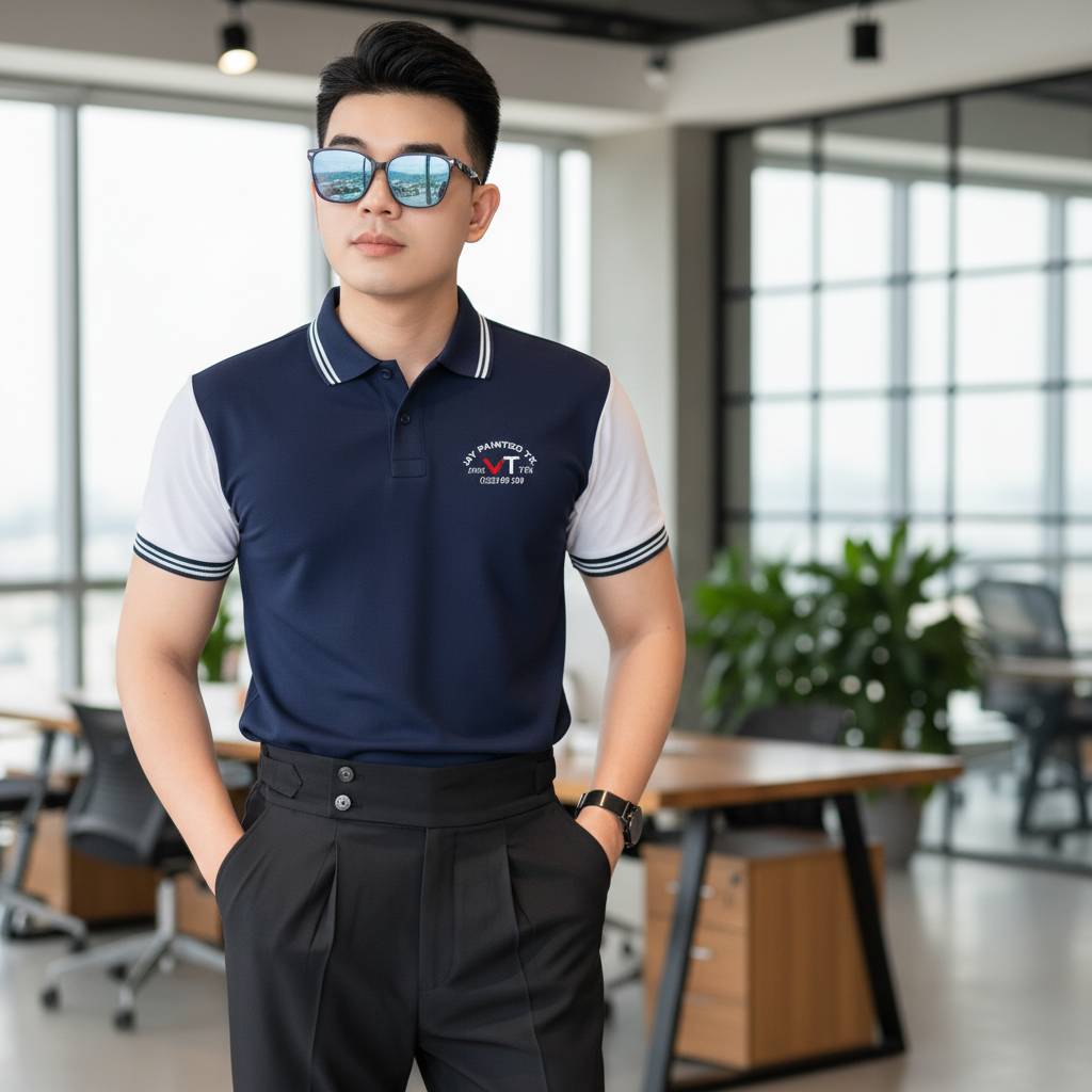 Mẫu áo đồng phục công ty thiết kế theo nhận diện thương hiệu