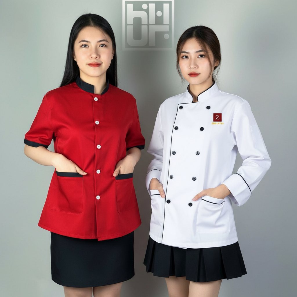 In Thêu logo đồng phục nhà hàng khách sạn sắc nét