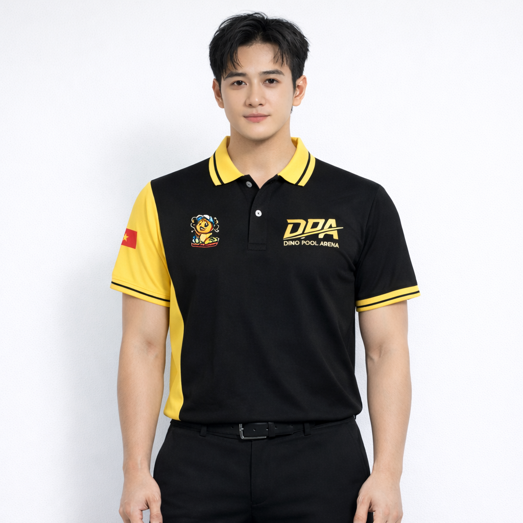 Áo polo đồng phục công ty phối màu đen vàng