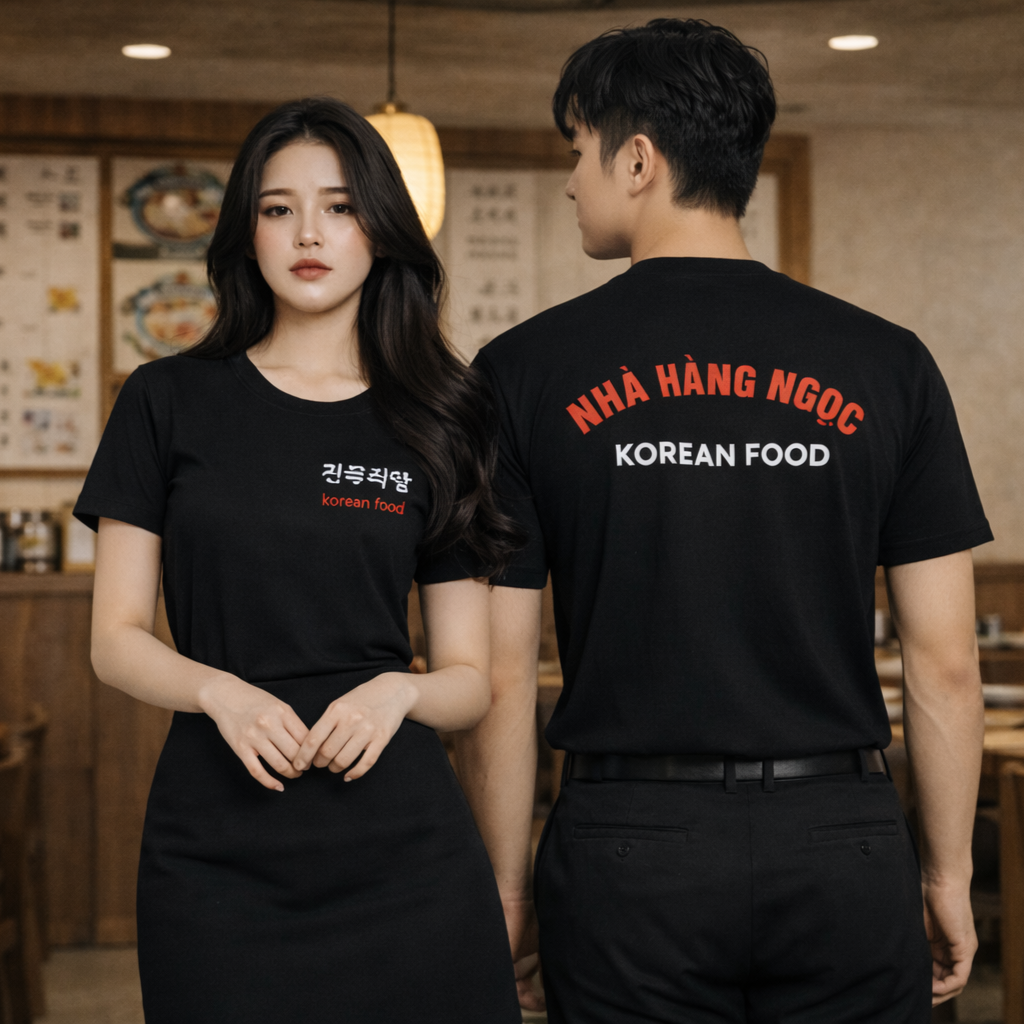 Đồng phục nhân viên nhà hàng Hàn Quốc màu đen