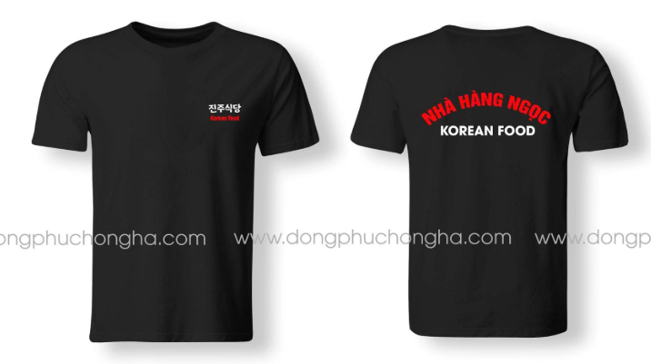 Áo thun đồng phục nhà hàng Hàn Quốc thiết kế đơn giản