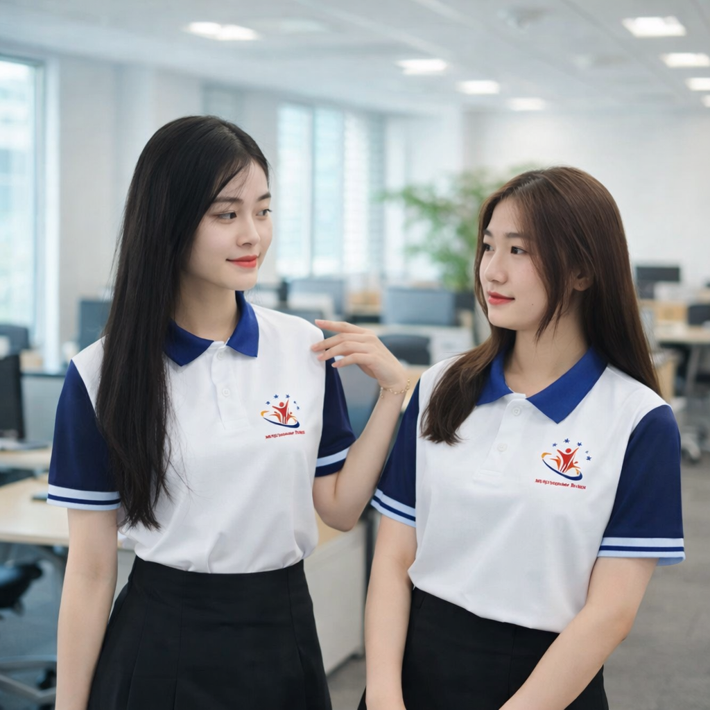 Mẫu áo polo trắng tay xanh than phong cách hiện đại