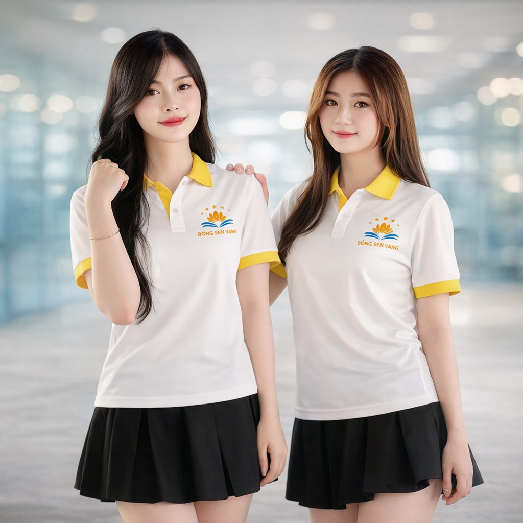 Cận cảnh cổ áo Polo phối màu vàng