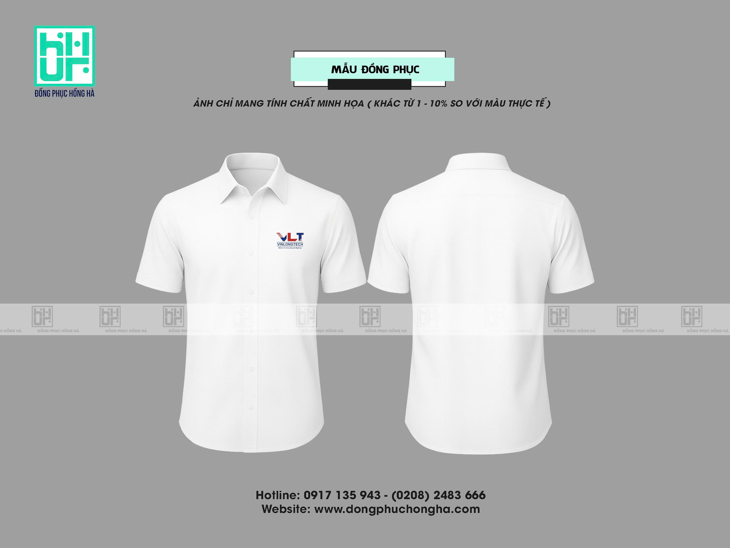 Thiết kế logo trên áo sơ mi đồng phục công sở thương hiệu VLT