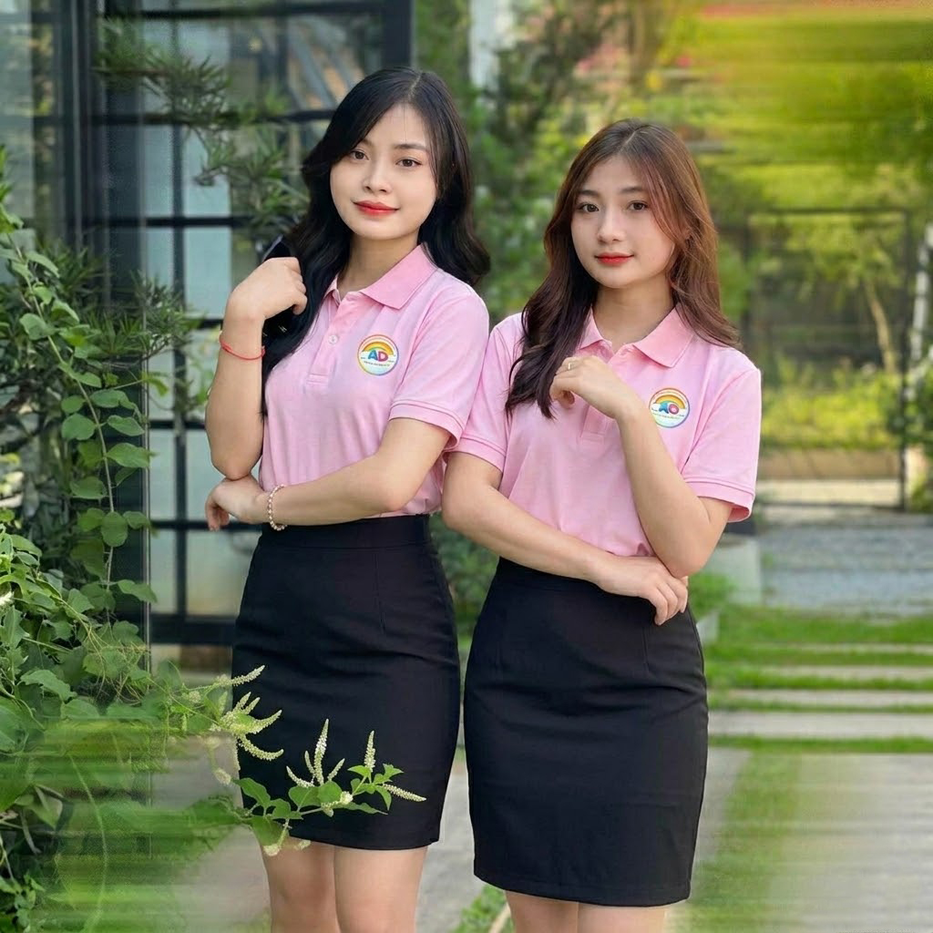 Đồng phục công ty màu hồng nổi bật