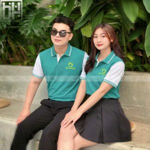 Đặt may áo polo đồng phục màu xanh ngọc đẹp