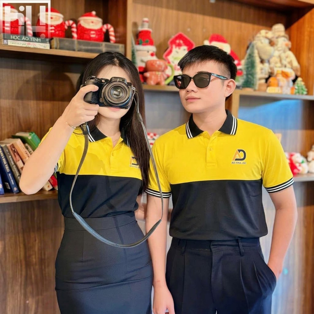 Đồng phục công ty màu vàng phối đen sang trọng