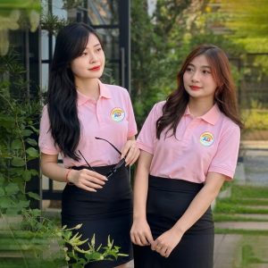 Đồng phục polo hồng doanh nghiệp chuyên nghiệp
