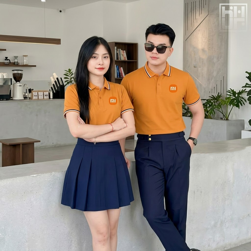 Mẫu áo thun đồng phục công ty có cổ thanh lịch