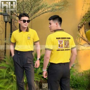 May áo đồng phục quán ăn đẹp màu vàng tại Đồng Phục Hồng Hà