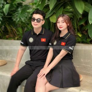 May áo polo đồng phục doanh nghiệp màu đen cao cấp Đồng Phục Hồng Hà