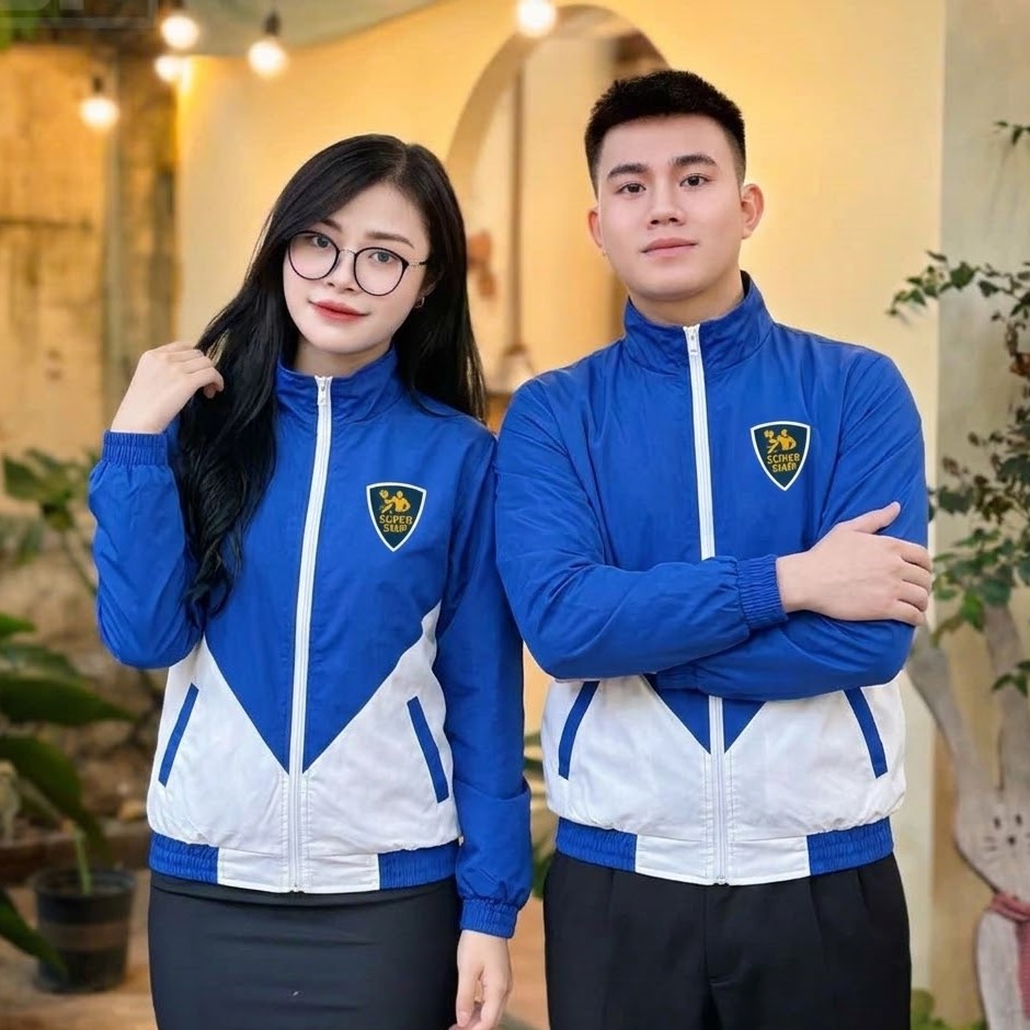 Áo khoác đồng phục Shipper màu xanh bích phối trắng 