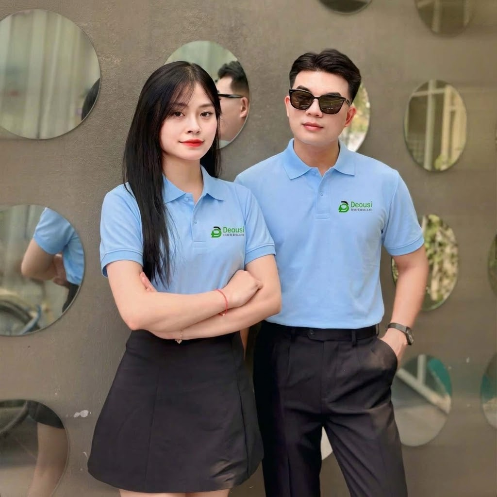 Áo polo đồng phục màu xanh nhạt đẹp cho doanh nghiệp