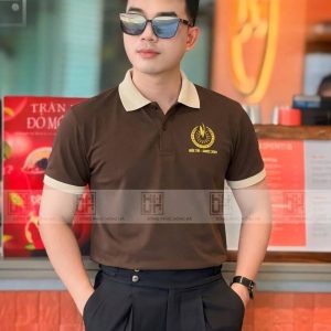 Mẫu áo polo đồng phục màu nâu đẹp