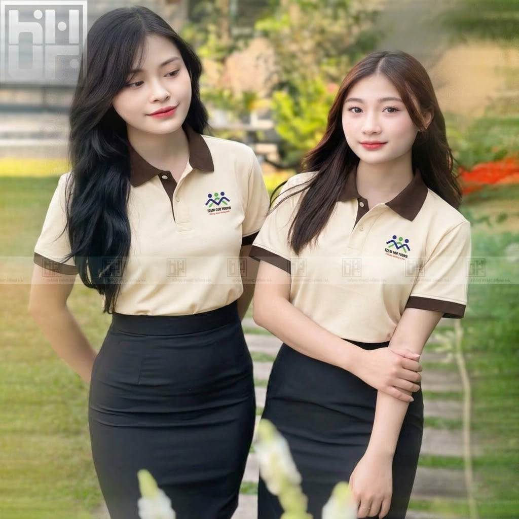 Áo đồng phục công sở màu kem thanh lịch