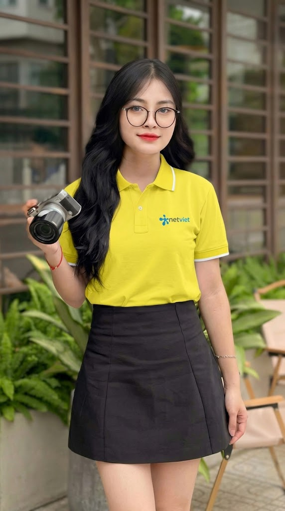Đồng phục công ty màu vàng trẻ trung và nổi bật