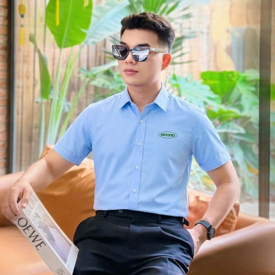 Áo sơ mi đồng phục công sở màu xanh