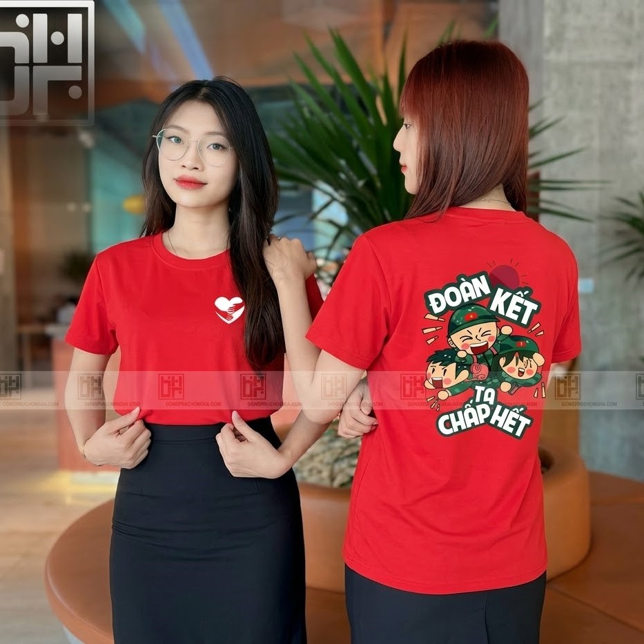 Mặt trước và sau của mẫu áo thun đồng phục 