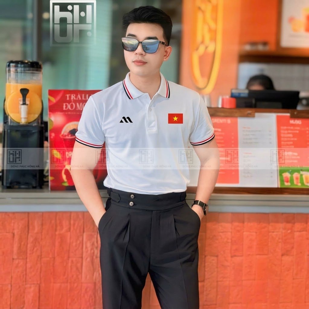 Mẫu áo polo in logo cờ đỏ sao vàng
