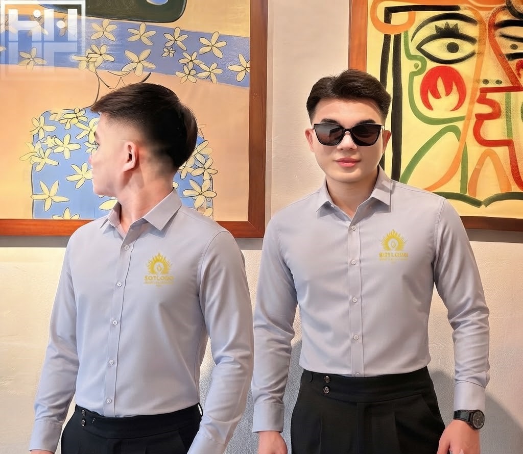 Mẫu áo sơ mi dài tay màu ghi sáng