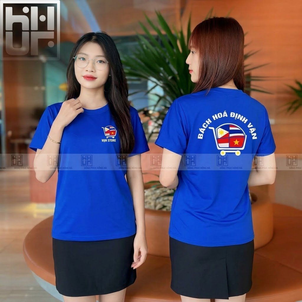 Mặt trước và sau của mẫu áo thun cửa hàng 