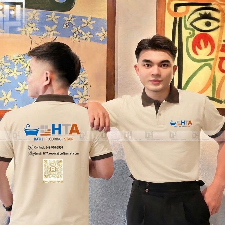Mặt trước và sau của mẫu áo đồng phục hiện đại