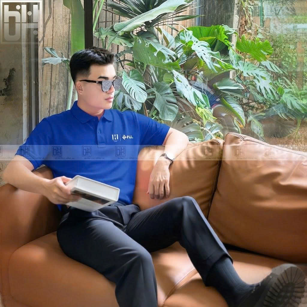 Mẫu áo polo kết hợp cùng quần tây hiện đại