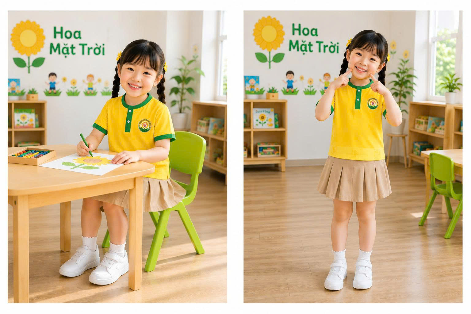 Mẫu bộ áo váy đồng phục mầm non 