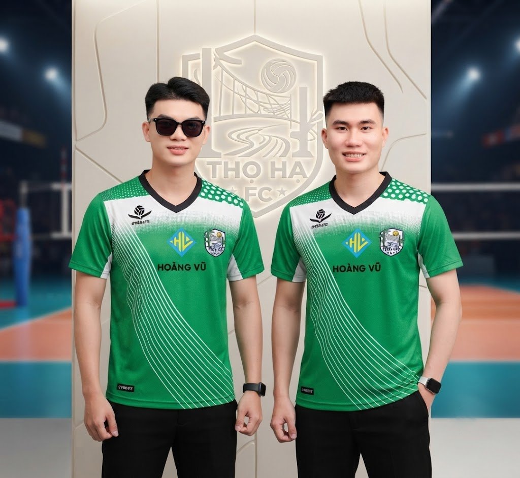 Mẫu áo đồng phục thể thao màu xanh phối trắng