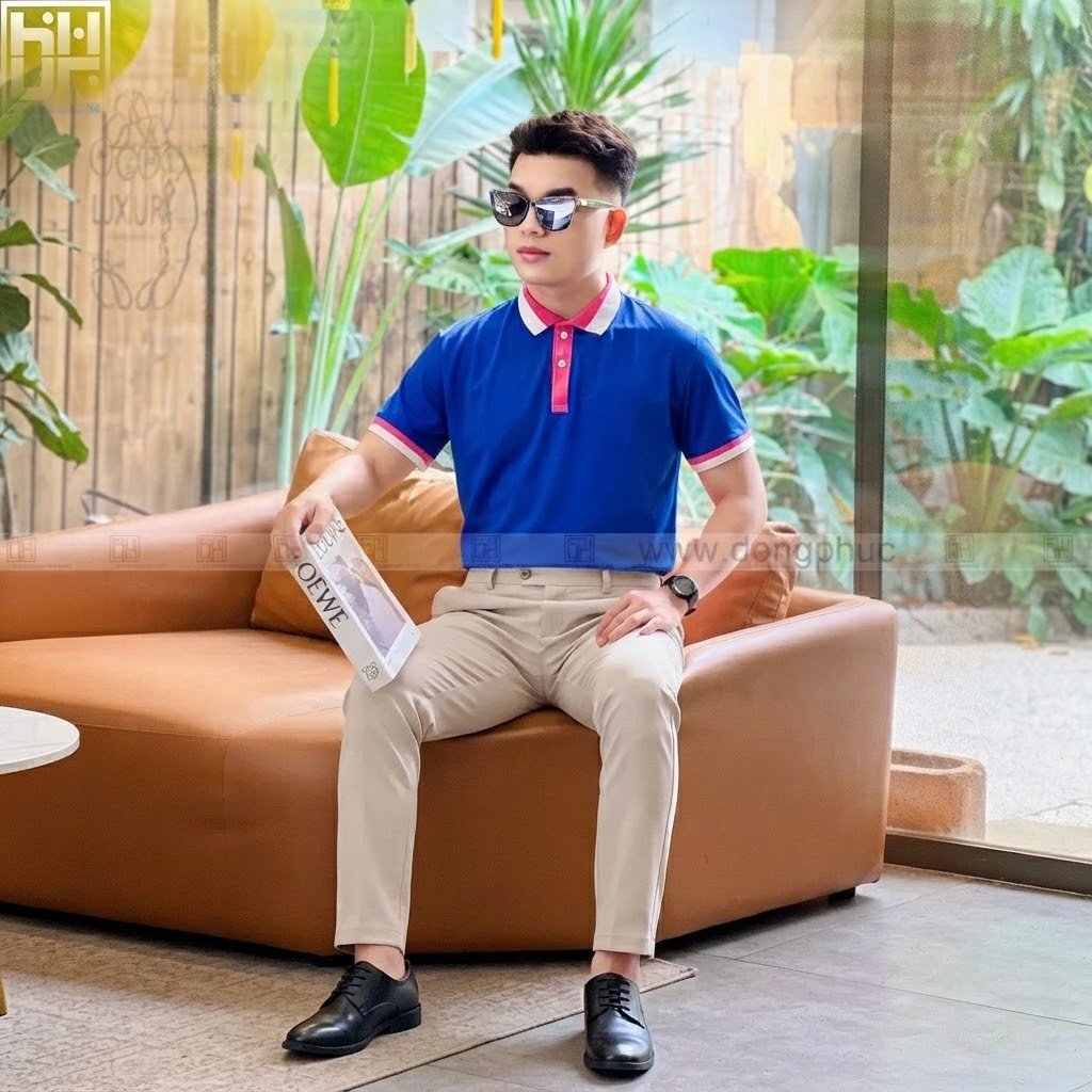 Mẫu quần vải kết hợp áo polo