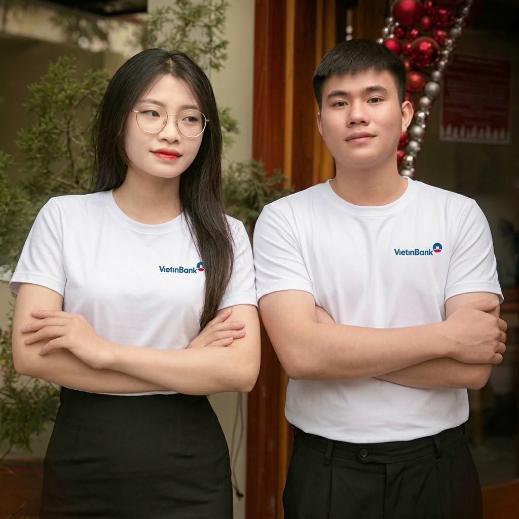 Mẫu áo thun cổ tròn màu trắng 