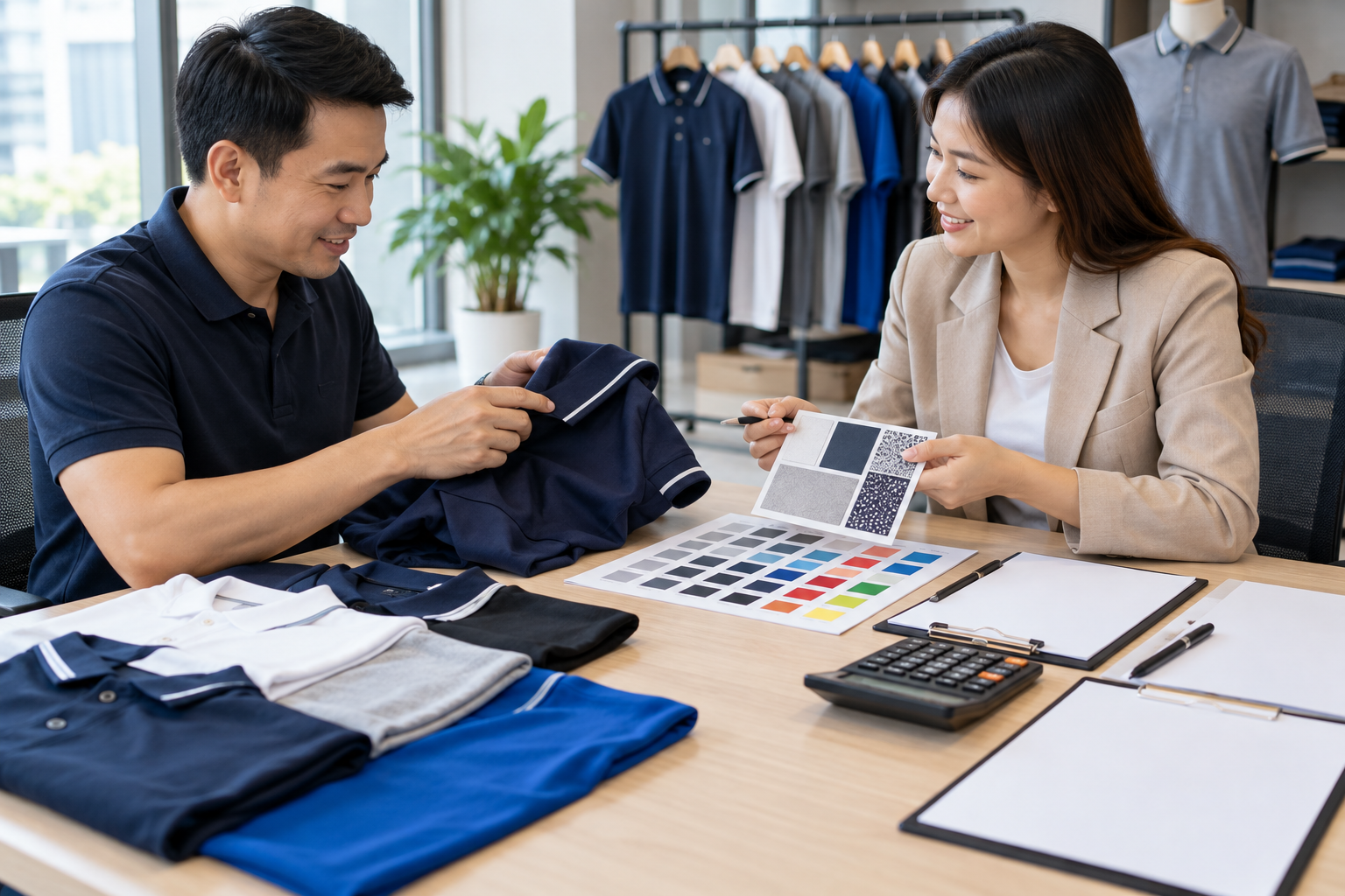 Tư vấn cho khách đặt đồng phục 