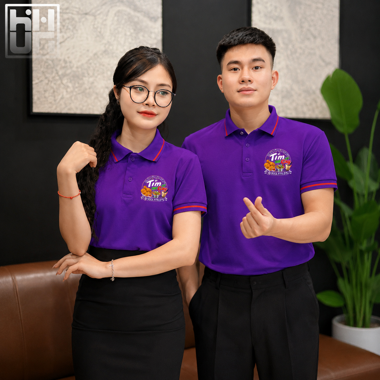 Mẫu áo polo màu tím chuẩn phong cách hiện đại, dáng ôm fit
