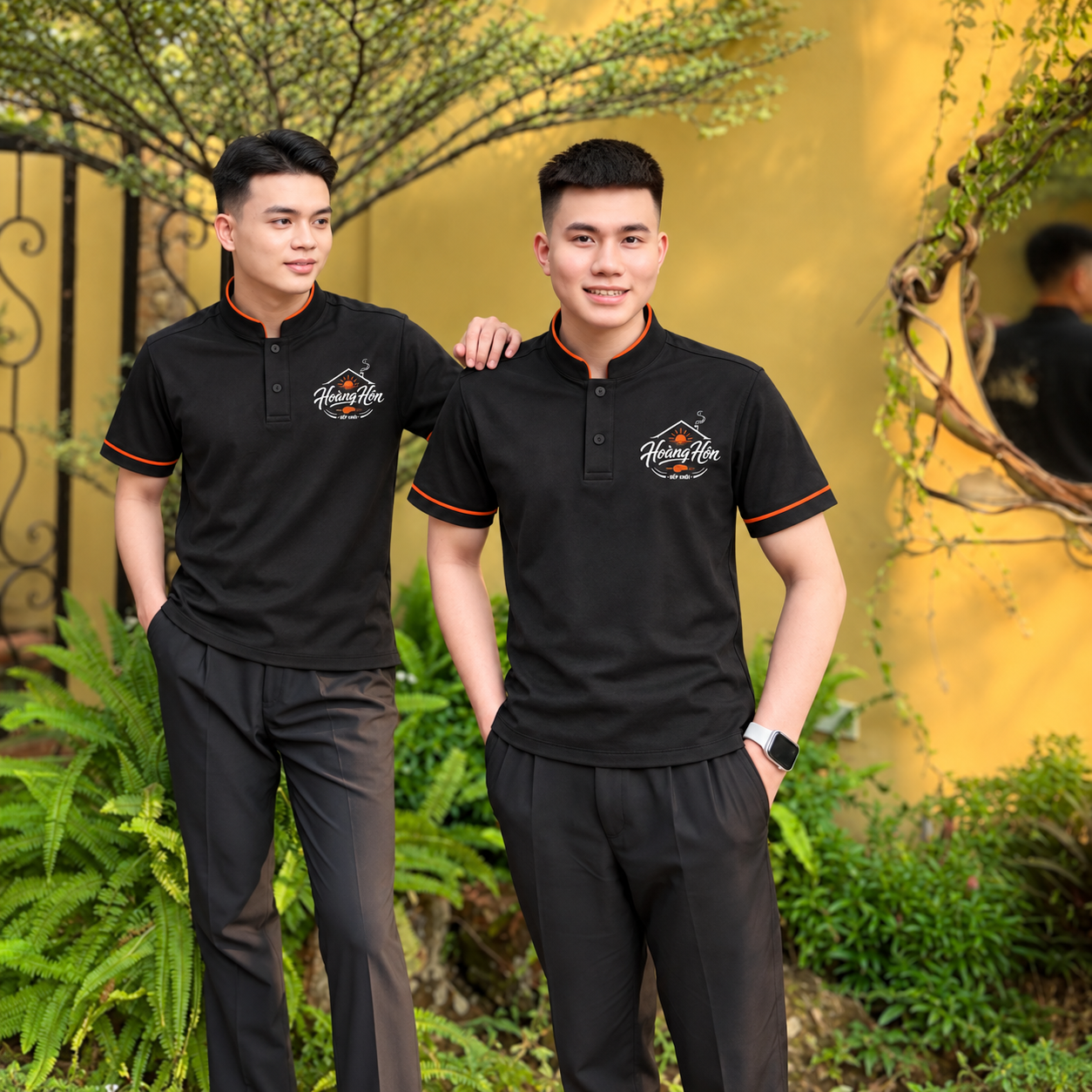 Mẫu áo đồng phục dạng cổ tàu hiện đại 